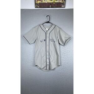 Teamwork Jersey Mens Small Gray New York 11 Button Front Baseball Shirt